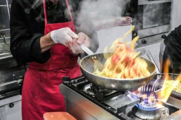 Great Cooking of Italian Pasta 'Bigoli'. Italian Street Food