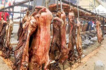 Lots of Roasted Piglets and more Traditional Street Food from Sardinia, Italy