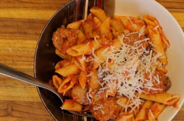 Organic Pasta and Turkey Sausage - red sauce pasta - italian recipes - healthy recipe