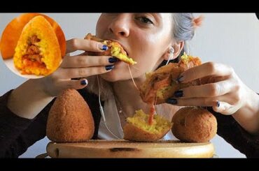 ASMR EATING ARANCINI/E | Fried Italian Food | MUKBANG