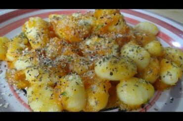 vegan potato gnocchi with pumpkin cream  easy italian recipe