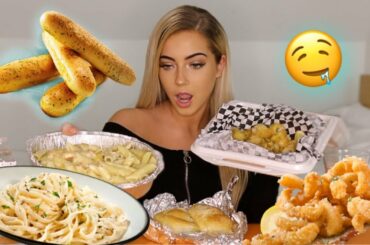 ITALIAN FOOD MUKBANG | ALFREDO & CALAMARI