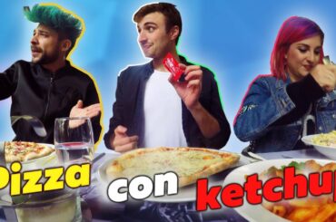 How to eat Italian food? Pizza with ketchup, Pizza rolls aka Pizza burrito, spicy oil challenge