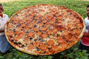 Pepperoni Pizza Recipe Without Oven | Biggest Italian Pizza Never Seen Before | Grandpa Kitchen