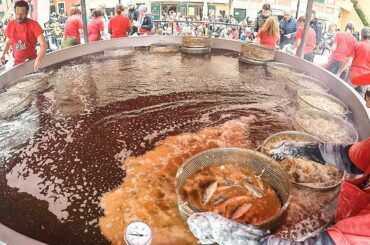 HUGE Italian Street Food Festival of Fried Fish and Seafood, Italy Street Food