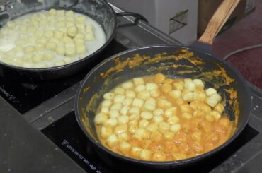 Lots of Melted Cheese, Italian Dumplings. Cooking and Tasting. Italy Street Food
