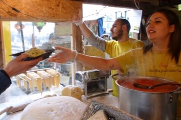 Italian Street Food: Delicious Freshly Handmade Tagliatelle by "Crazy for Pasta" in London.