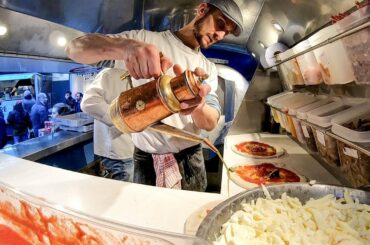 Italian Pizza Baked in a Van on the Road. Street Food of London