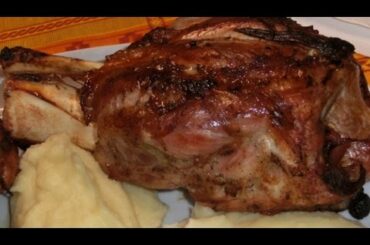 Pork shank (knuckle of pork or shin pork) Roast homemade recipe Italian food for Wood Fired Oven
