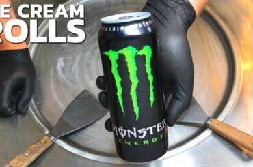 Monster Ice Cream Rolls | how to make Monster Energy Ice Cream - rolled ice cream recipe ASMR Food