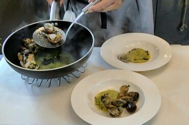 Italian Food Recipes. Dumpling Filled with Borage and Fish in a Light Soup of Clams