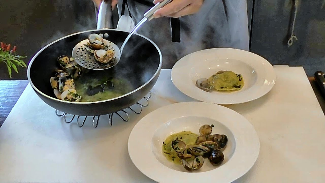 Italian Food Recipes. Dumpling Filled with Borage and Fish in a Light Soup of Clams Italian Food Recipes. Dumpling Filled with Borage and Fish in a Light Soup of Clams