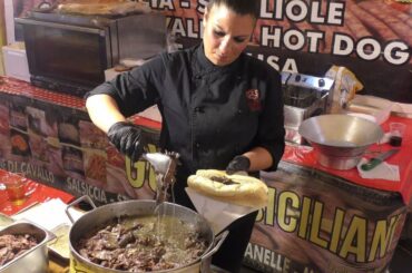 Italy Street Food. Traditional Sandwiches from Sicily. Milza, Panelle, Stigghiola