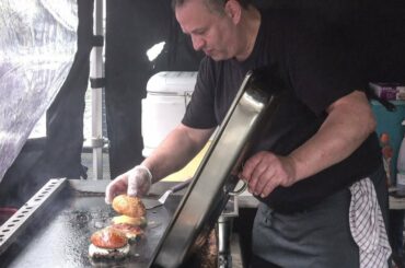 Italian Burger, Parma Ham, Blue Cheese and Mozzarella. London Street Food