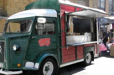 London Street Food. Italian Style Hamburger with Fontina Cheese. Cooked and Eaten near Hatton Garden