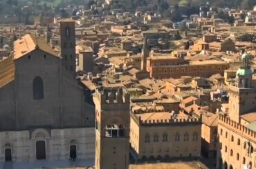 Drone flight above Bologna downtown - Amazing Italy Tour Food and Travel