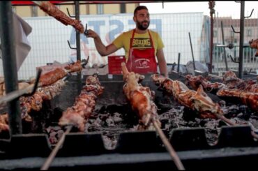 Roasts, Skewers and Grills from Sardinia, Italy. Olbia Street Food Festival