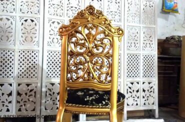 #35 Antique Dining Chairs in Gold | Luxury Handicrafts | Royal Furniture Ideas by AarsunWoods.com