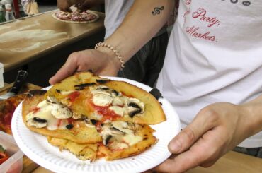The Farinata Pancake of Chickpea Flour. London Street Food from Italy
