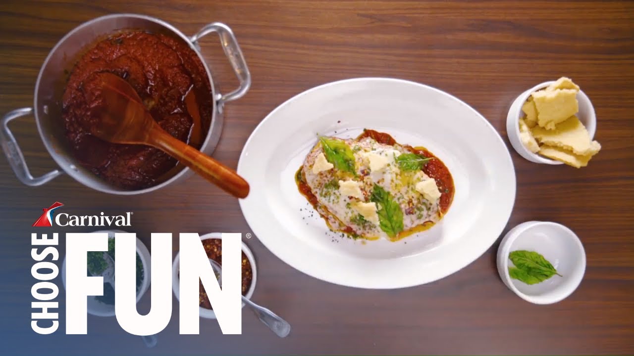 Chicken Parmigiana Recipe (with audio description) | Carnival Cruise Recipes | Carnival Cruise Line Chicken Parmigiana Recipe (with audio description) | Carnival Cruise Recipes | Carnival Cruise Line
