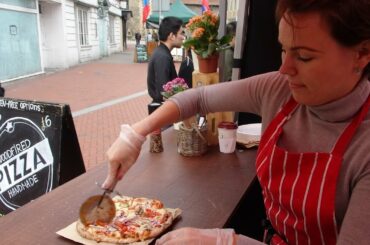 Delicious Italian Street Food by "Woodfired Pizza Handmade" on a mobile cycle oven in Reading Market