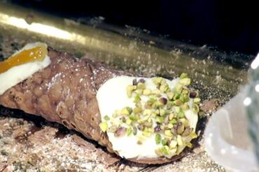 Preparing Street Food from Sicily, Italy. The Sausage of Messina and the Stuffed Cannolo