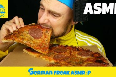ASMR eating a whole BIG SALAMI PIZZA ❤️ - GFASMR