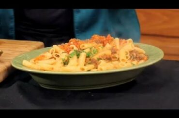 Recipe for Diet Rigatoni With Meat Sauce, Tomatoes & Mozzarella : Italian Cuisine