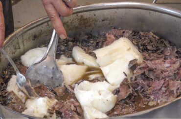 Sicily Street Food, Italy. 'Meusa' and 'Stigghiola'. Yummy Sandwiches