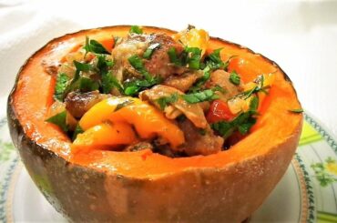 Baked Stuffed Pumpkin savory recipes. #italianfood