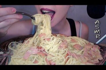 ASMR eating: Spaghetti Carbonara | Italian Cuisine | Big Bites | Whispering