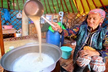 Mongolian Food - AMAZING Survival Food in Mongolia + MILKING COWS!! NOMADIC Mongolian Cuisine
