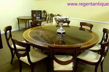 Vintage English Mahogany Inlaid Dining Table 6ft Round