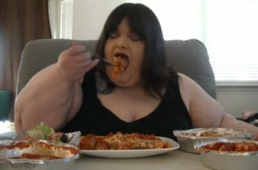 An Italian Halloween Feast Mukbang with Chicken Parmesan Ziti and Italian Sausages