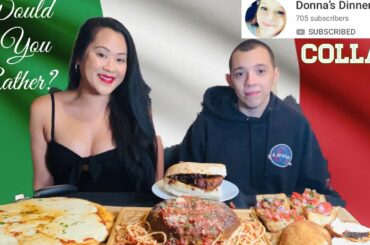 Italian Food Mukbang Collab with Donna’s Dinner Time #giantmeatball #spaghetti