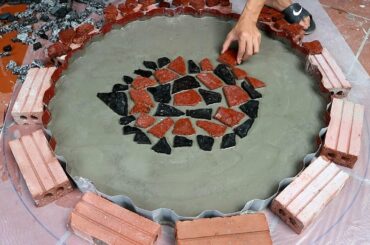Techniques make dining table from corrugated and granite discarded // Creative with cenment