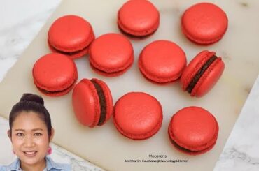 Macarons using the italian meringue method / การทำมาการอง / Nattharinkitchen