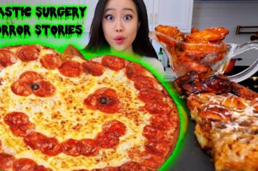 HALLOWEEN SPOOKY PIZZA + SPICY WINGS MUKBANG