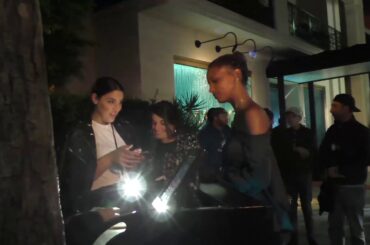 Jasmine Tookes has dinner at Madeo's Restaurant in Beverly Hills