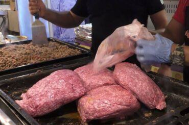 Mexico Street Food. Cooking Meat for Tacos and Burritos. Italy Street Food Festival