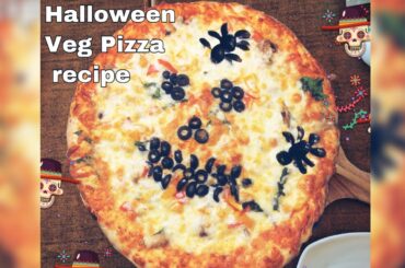Veg pizza in Halloween style/easy pizza recipe