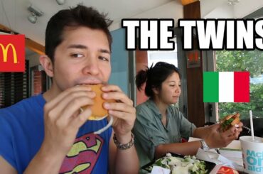 ITALIAN FILIPINO TWINS EATING AT MC DONALD' S IN ITALY