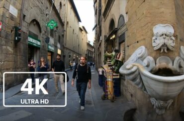 We are walking in Florence, Italy until Pitti Palace - Aperitivo time around 6pm | 4K