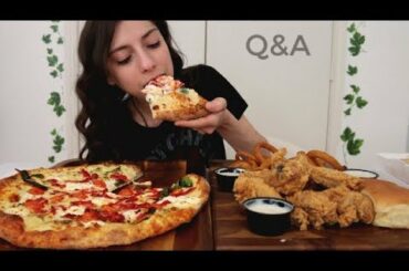 White Pizza, Fried Chicken, & Onion Rings Mukbang