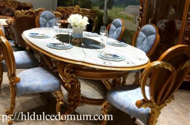 Deluxe Royal Wooden Carved Dining Table and 6 Chairs