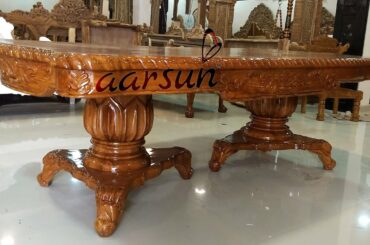 #141 Hand carved Teak Wood Royal Dining Table | Dining Table Design Ideas @ Aarsun