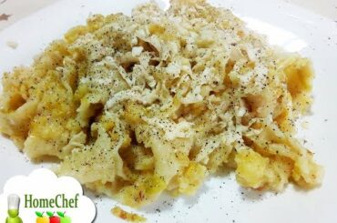 Super tasty! Potato pasta with fried onion, Italian pasta and potato recipe to make potato pasta!