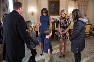 The First Lady Surprises Guests in the Old Family Dining Room in the White House
