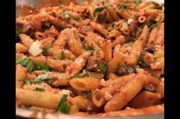 Penne with Pink Sauce (Italian Food)