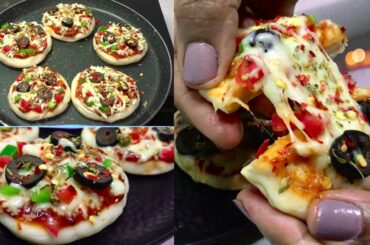 MINI PIZZA Recipe | Easy Pizza recipe without OVEN | Quick & Easy Pizza Recipe For KIDS | VEG PIZZA